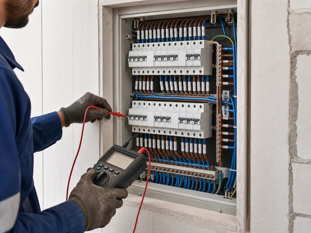 A distribution board with cables dressed into vertical combs